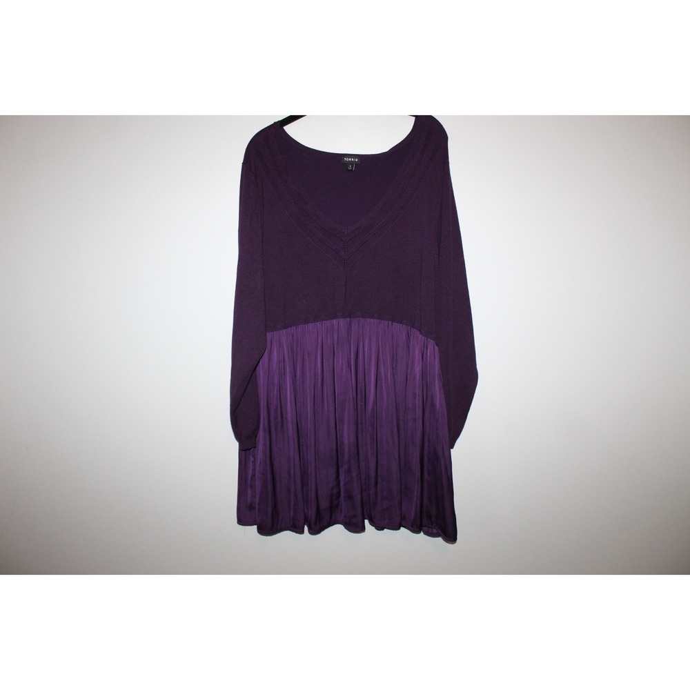 Torrid Pullover V-Neck Babydoll Sweater Purple Women's 5 5X H14633 - Picture 6 of 11